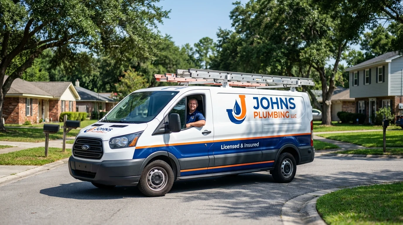 Johns Plumbing LLC service van in Medicine Lodge, KS