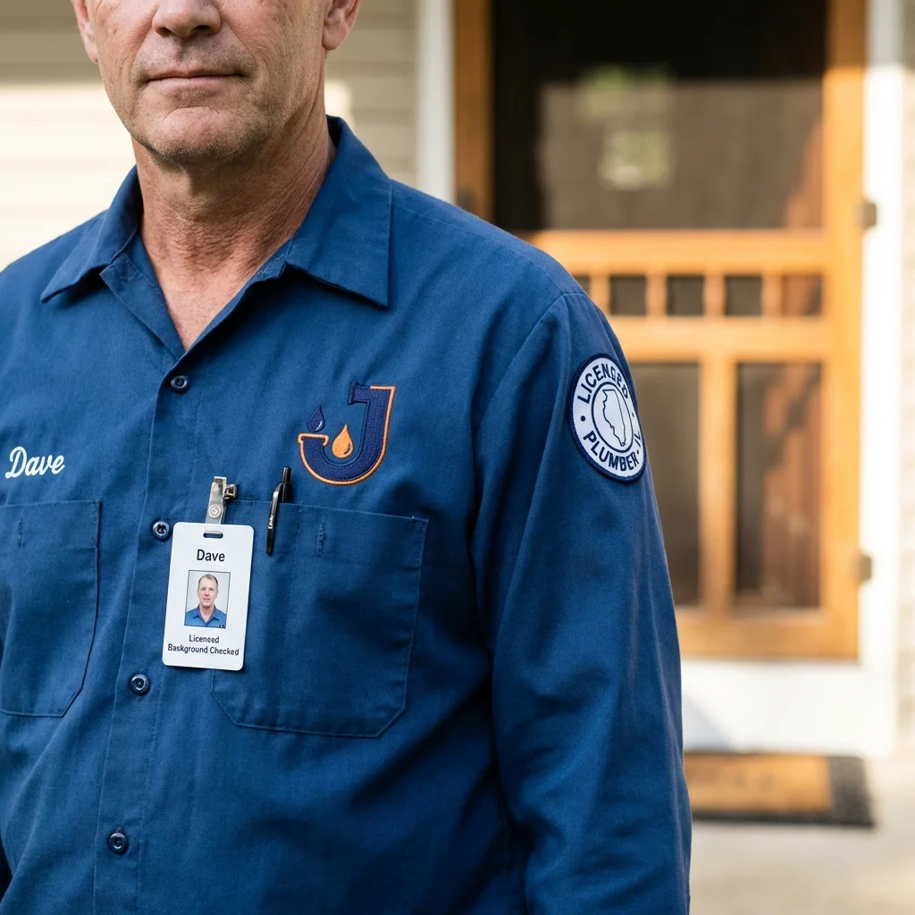 Licensed plumber showing ID badge in Medicine Lodge, KS