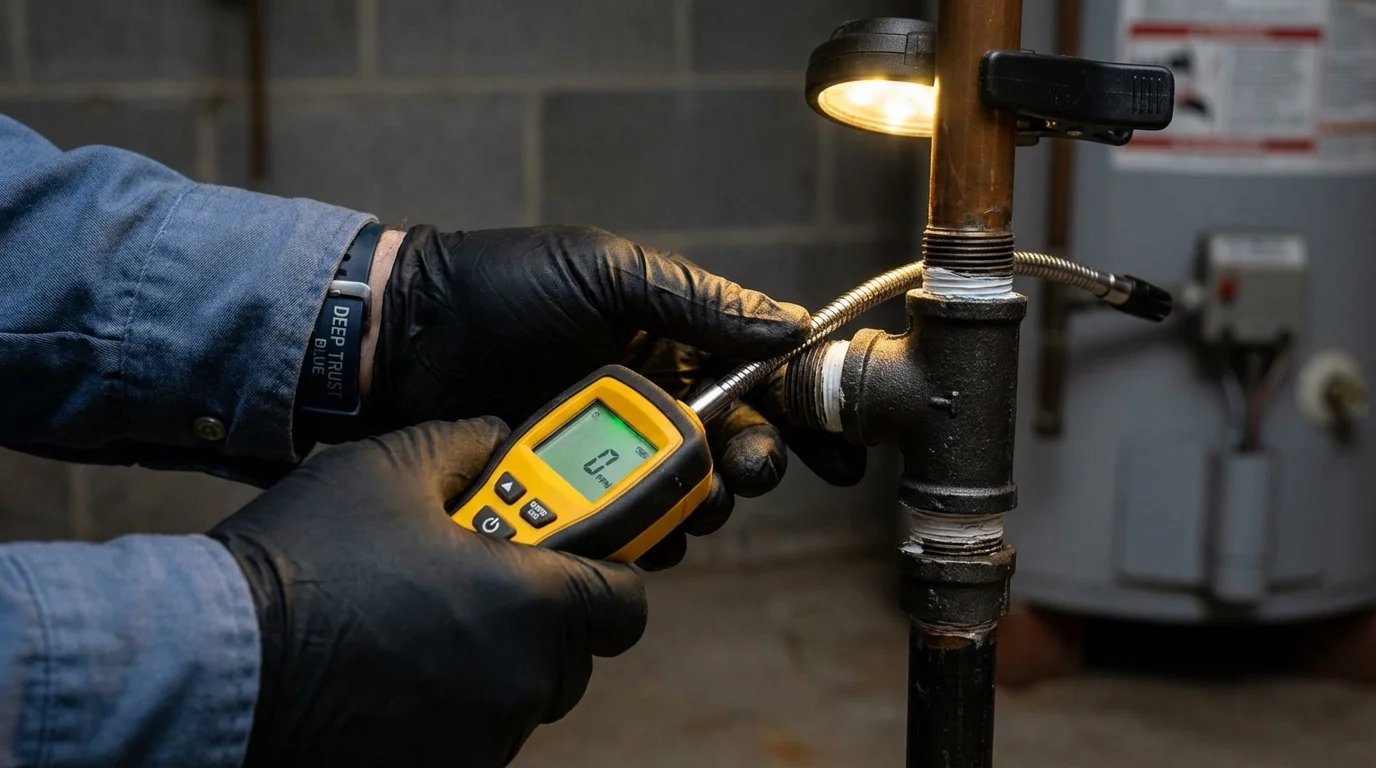 Gas leak detection with electronic sniffer by Johns Plumbing LLC in Medicine Lodge