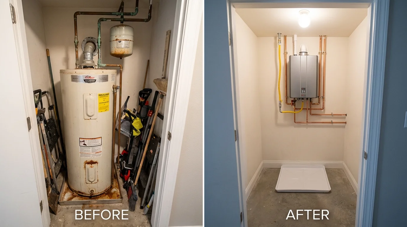 Tank water heater versus wall-mounted tankless unit comparison for Medicine Lodge, KS homeowners