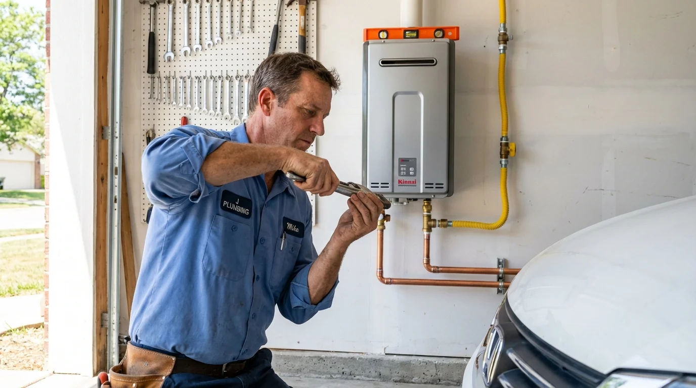 Tankless water heater installation by a Johns Plumbing LLC plumber in Medicine Lodge